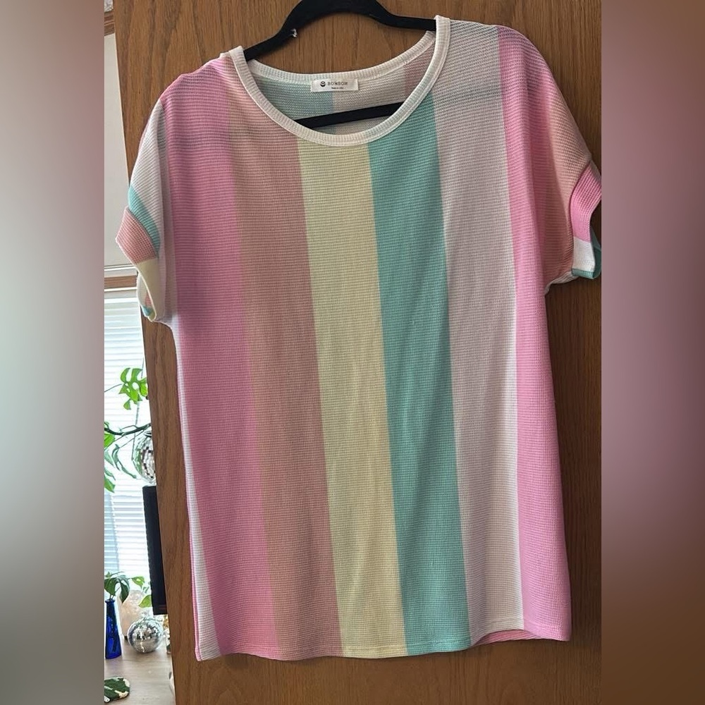 Soft Stripe Short Sleeve Tee - Pastel Multi